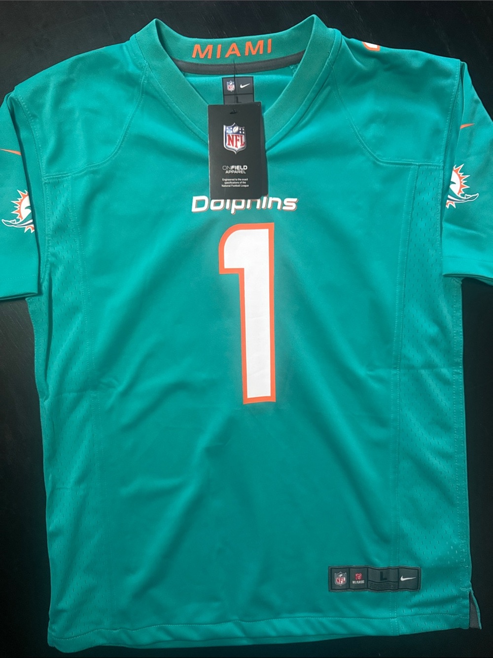 Nike Miami Dolphins Teal/White #1 Tagovailoa Football Jersey